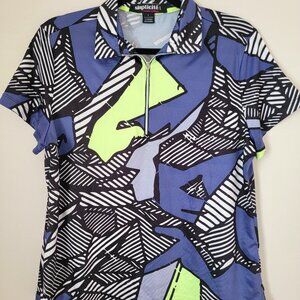 Simplicite Jamie Sadock Womens Large Blue Green Zip Short Sleeve Golf Polo Shirt